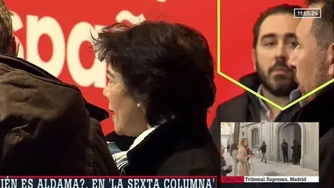 La nueva imagen de Aldama en Ferraz choca con el "no le conozco" que repiten los dirigentes socialistas La nueva imagen de Aldama en Ferraz choca con el "no le conozco" que repiten los dirigentes socialistas