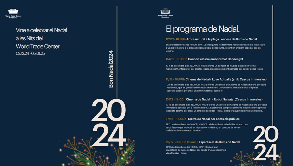 El programa de Nadal al World Trade Center Barcelona El programa de Nadal al World Trade Center Barcelona