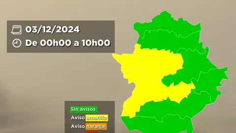 El 112 activa la alerta amarilla por nieblas en las Vegas del Guadiana y Meseta cacereña hasta las 10h de este martes 3 de diciembre El 112 activa la alerta amarilla por nieblas en las Vegas del Guadiana y Meseta cacereña hasta las 10h de este martes 3 de diciembre