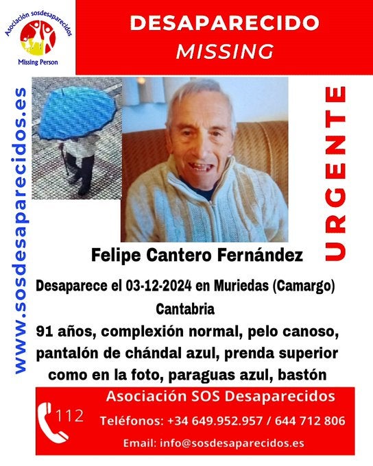 Se busca por aire y tierra a un vecino de Muriedas de 91 años desparecido desde ayer Se busca por aire y tierra a un vecino de Muriedas de 91 años desparecido desde ayer