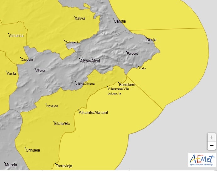 La posibilidad de viento de hasta 70 kilómetros por hora pone en aviso amarillo a Elche, Crevillent, Santa Pola, Aspe y Novelda La posibilidad de viento de hasta 70 kilómetros por hora pone en aviso amarillo a Elche, Crevillent, Santa Pola, Aspe y Novelda
