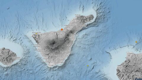 Imagen del IGN en la que se registra un terremoto en el norte de Tenerife