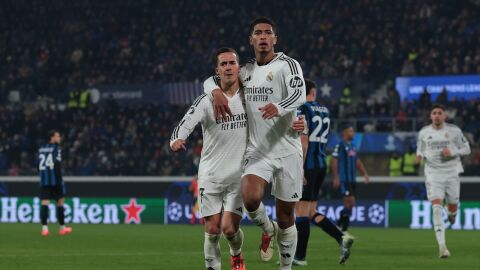 Bellingham y Lucas celebran el gol del Real Madrid.