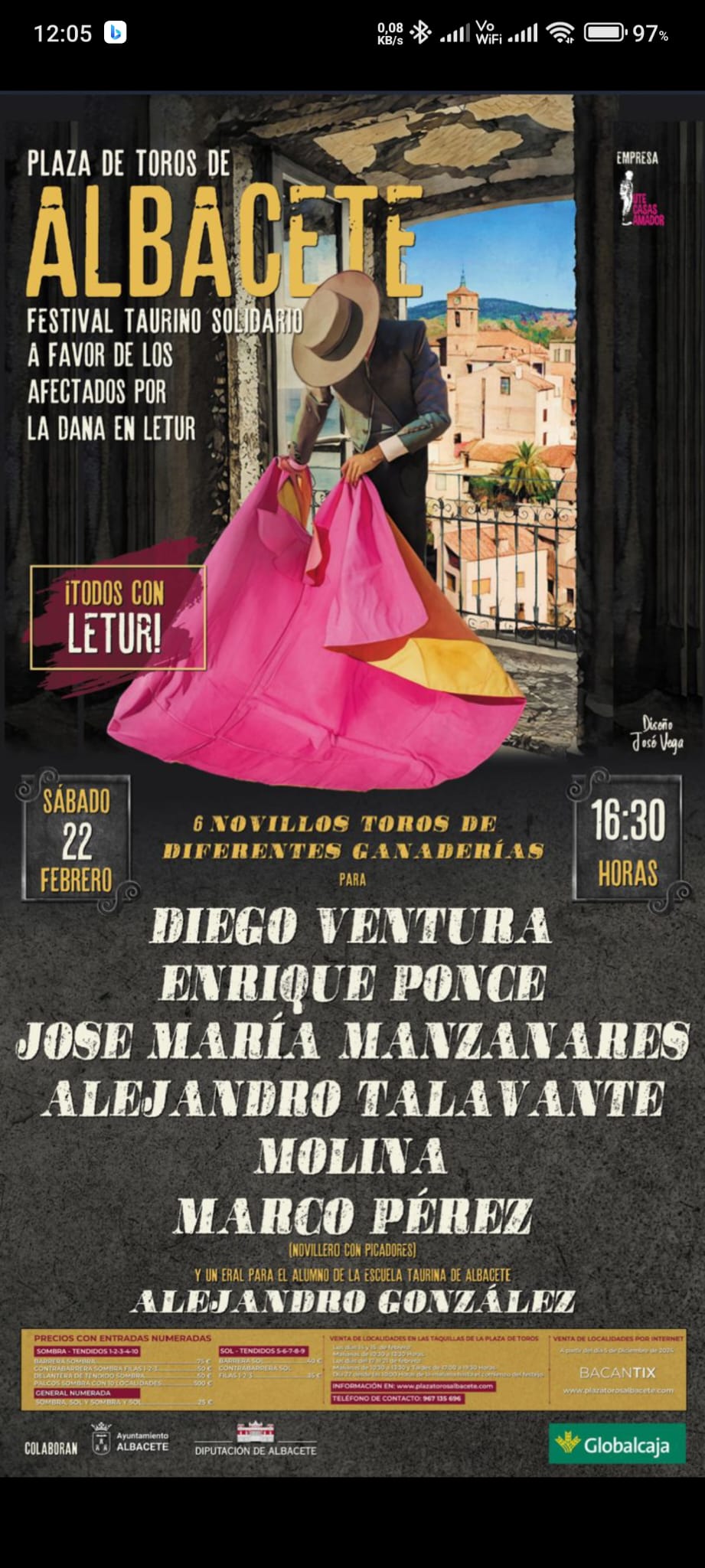 Enrique Ponce, José María Manzanares y Molina entre las figuras que torearan por Letur Enrique Ponce, José María Manzanares y Molina entre las figuras que torearan por Letur