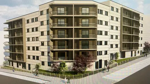 Infografía de uno de los tres primeros edificios de vivienda protegida del Sector 1 en El Alisal, en Santander Infografía de uno de los tres primeros edificios de vivienda protegida del Sector 1 en El Alisal, en Santander