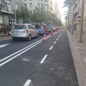 Carril bici en la calle de El Pilar en Santa Cruz de Tenerife Carril bici en la calle de El Pilar en Santa Cruz de Tenerife