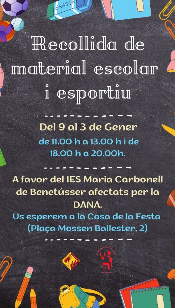 Recogida de material escolar y deportivo en Vila-real. 