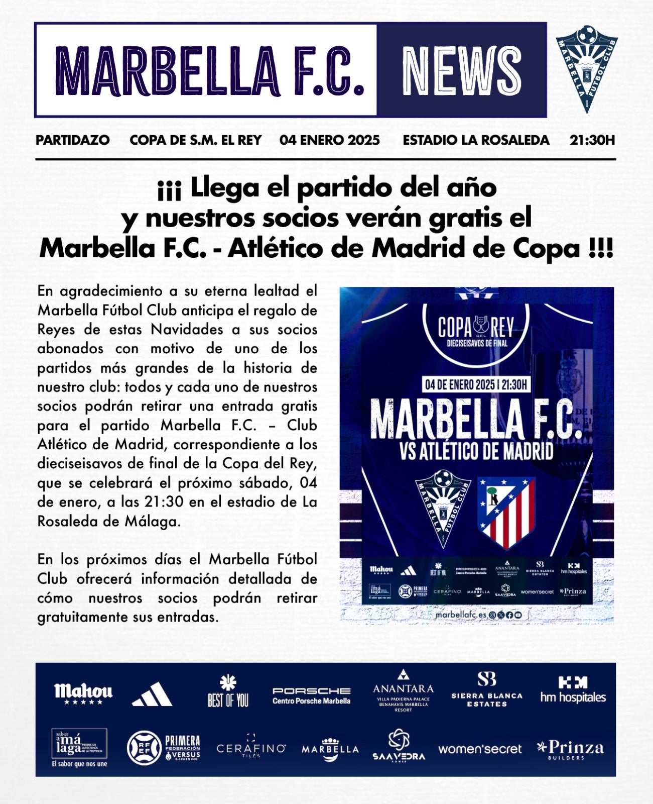 El Marbella cumple con su afición y busca llenar la Rosaleda El Marbella cumple con su afición y busca llenar la Rosaleda
