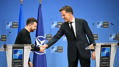 Mark Rutte y Volodímir Zelenski el pasado octubre en Bruselas. Mark Rutte y Volodímir Zelenski el pasado octubre en Bruselas.