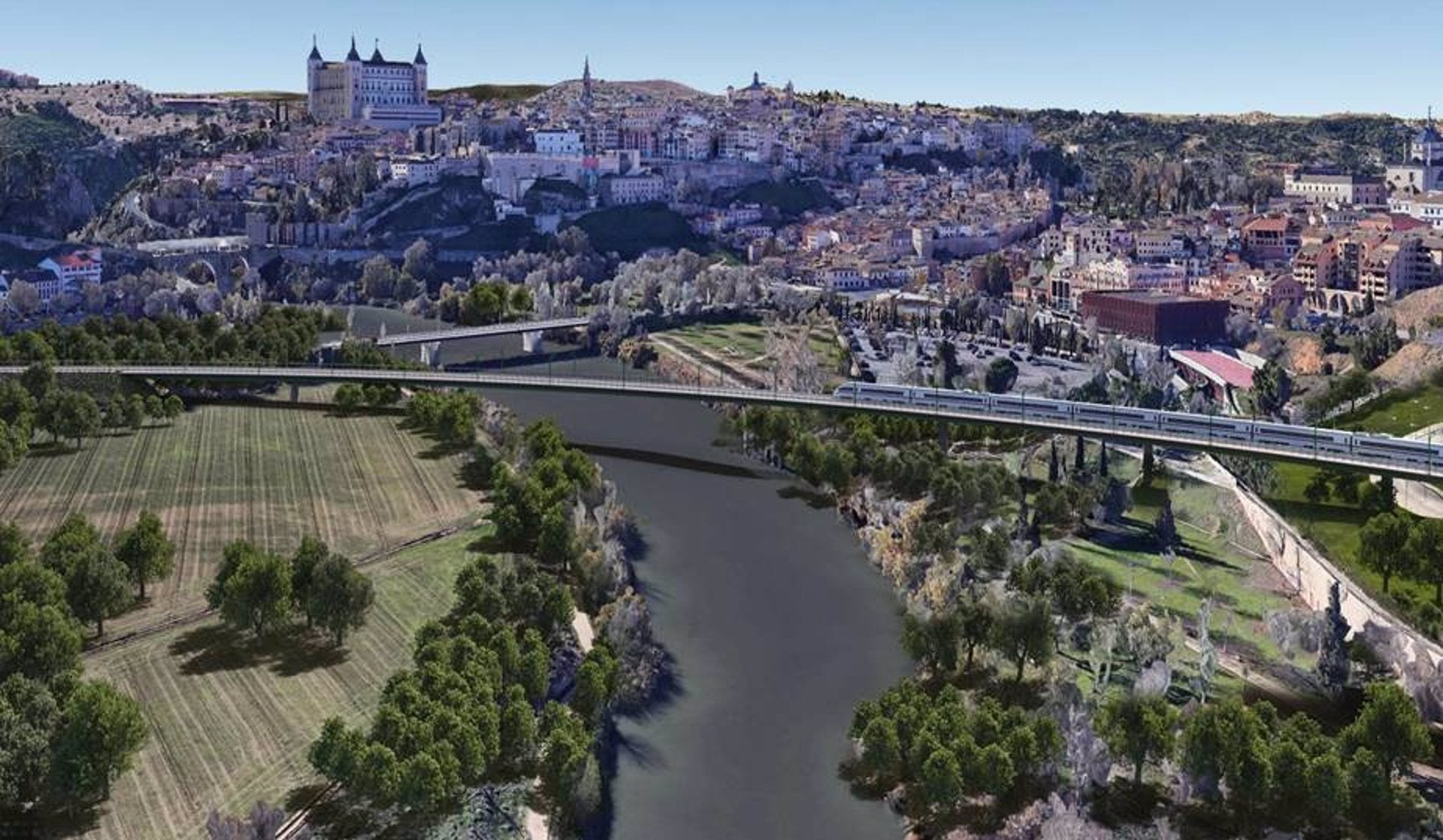 Se desatasca el trazado del AVE por Castilla la Mancha, Toledo mantiene la actual estación y añade un viaducto para salvar el Tajo Se desatasca el trazado del AVE por Castilla la Mancha, Toledo mantiene la actual estación y añade un viaducto para salvar el Tajo