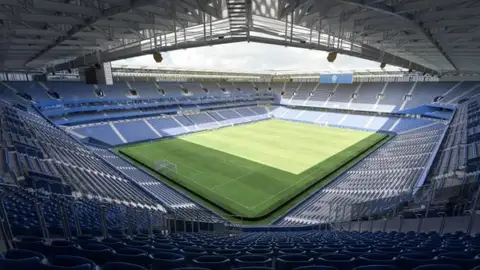 Recreación del futuro estadio de La Romareda Recreación del futuro estadio de La Romareda