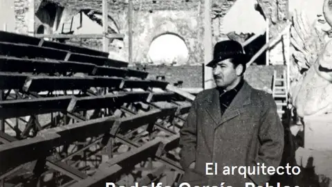 La muestra sobre la historia de la reconstrucción del Palacio Arzobispal de Alcalá tras el incendio de 1939 permanecerá en el MARPA hasta finales del mes de octubre Cartel de la muestra “El arquitecto Rodolfo García-Pablos en el Palacio Arzobispal de Alcalá (1943-1948)”