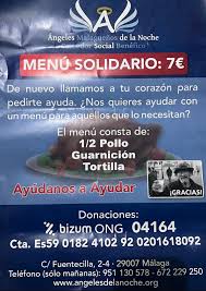 Ángeles Malagueños de la Noche repartirá hoy 1.400 menús solidarios entre personas vulnerables Ángeles Malagueños de la Noche repartirá hoy 1.400 menús solidarios entre personas vulnerables