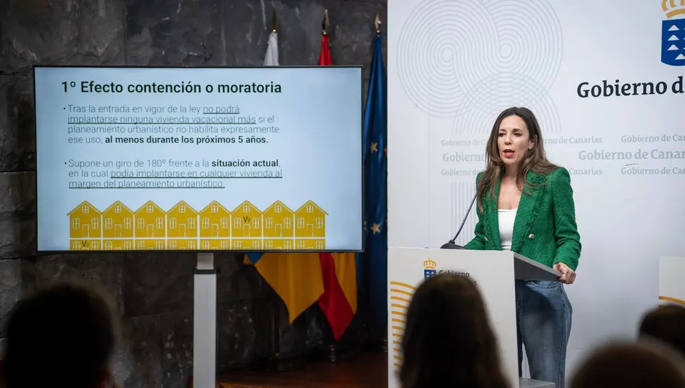 Jessica de León, Consejera de Turismo y Empleo del Gobierno de Canarias explica el texto definitivo de la nueva Ley que regulará la vivienda vacacional en Canarias Jessica de León, Consejera de Turismo y Empleo del Gobierno de Canarias explica el texto definitivo de la nueva Ley que regulará la vivienda vacacional en Canarias