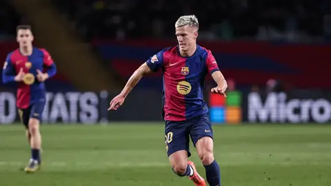 Dani Olmo durante un partido con el Barça Dani Olmo durante un partido con el Barça