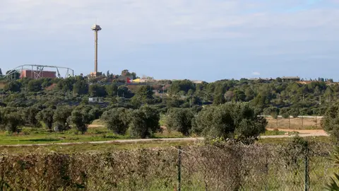 Terrenys de Vila-seca on s'hauria de construir el Hard Rock, amb Port Aventura de fons Terrenys de Vila-seca on s'hauria de construir el Hard Rock, amb Port Aventura de fons