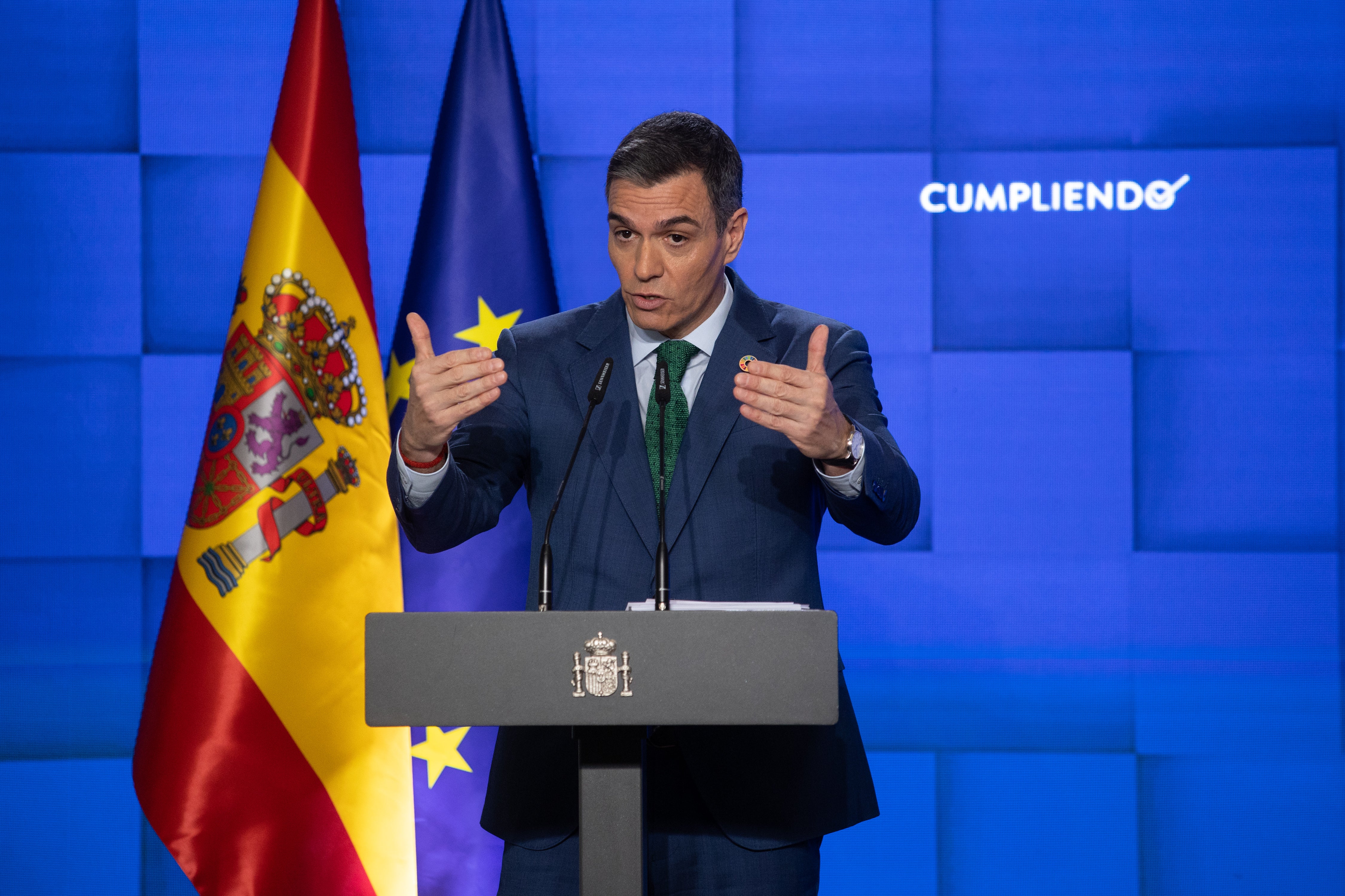 El presidente del Gobierno, Pedro Sánchez, durante una rueda de prensa posterior a la reunión del Consejo de Ministros, a 23 de diciembre de 2024, El presidente del Gobierno, Pedro Sánchez, durante una rueda de prensa posterior a la reunión del Consejo de Ministros, a 23 de diciembre de 2024,