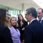 El ministre de justícia, Félix Bolaños, la fiscal en cap de Barcelona, Neus Pujal, i la jutgessa degana de Barcelona Cristina Ferrando