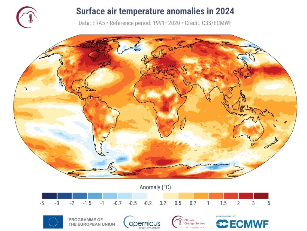 El mundo alcanzó 1,6 grados por encima del nivel preindustrial en 2024: el año más cálido de la historia El mundo alcanzó 1,6 grados por encima del nivel preindustrial en 2024: el año más cálido de la historia