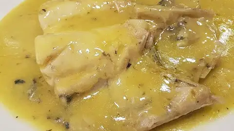 Cogote de merluza al pil pil del restaurante Piperren Txokoa Cogote de merluza al pil pil del restaurante Piperren Txokoa