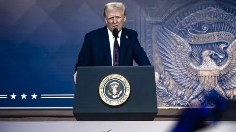 Donald Trump durante su discurso en DAVOS. Donald Trump durante su discurso en DAVOS.