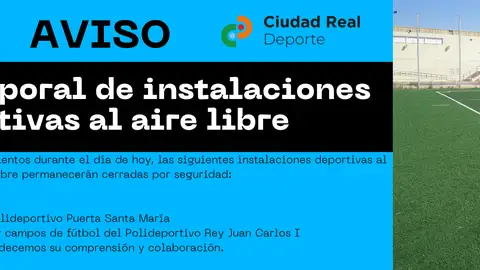 Cierre temporal de instalaciones deportivas Cierre temporal de instalaciones deportivas