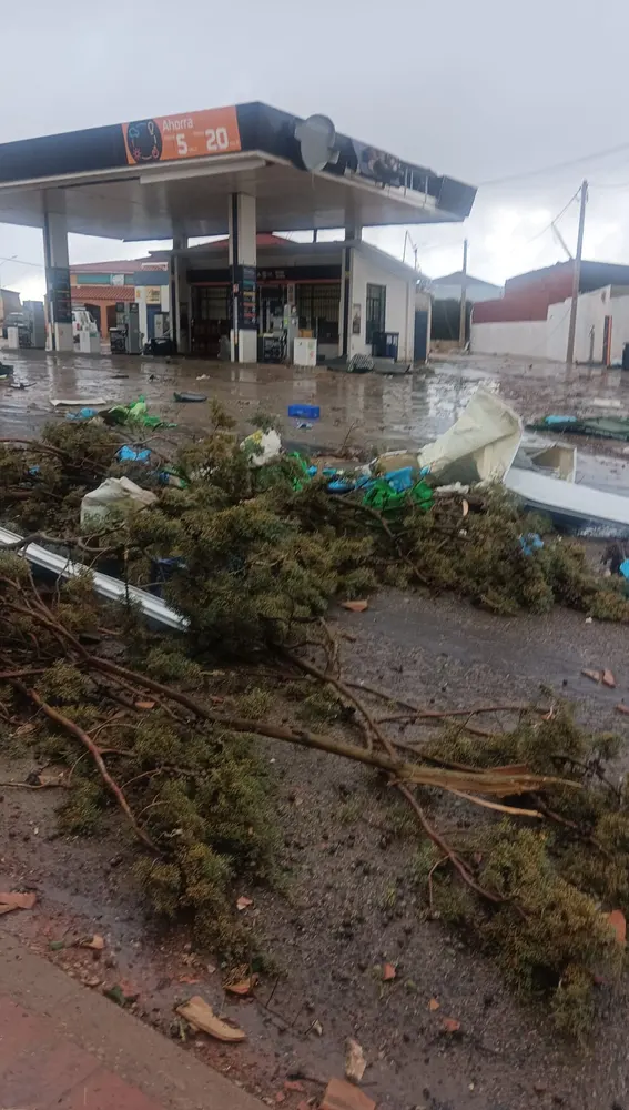 Destrozos en una gasolinera en Torre de Juan Abad Destrozos en una gasolinera en Torre de Juan Abad