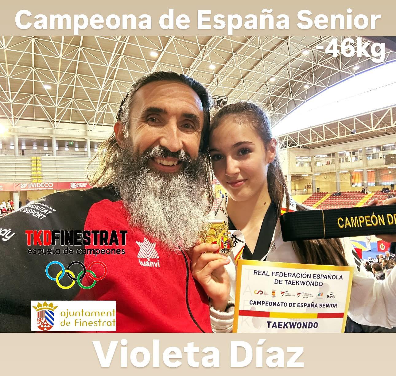 Violeta Díaz, 1ª deportista de Finestrat que se proclama Campeona Absoluta Senior de España de Taekwondo Violeta Díaz, 1ª deportista de Finestrat que se proclama Campeona Absoluta Senior de España de Taekwondo