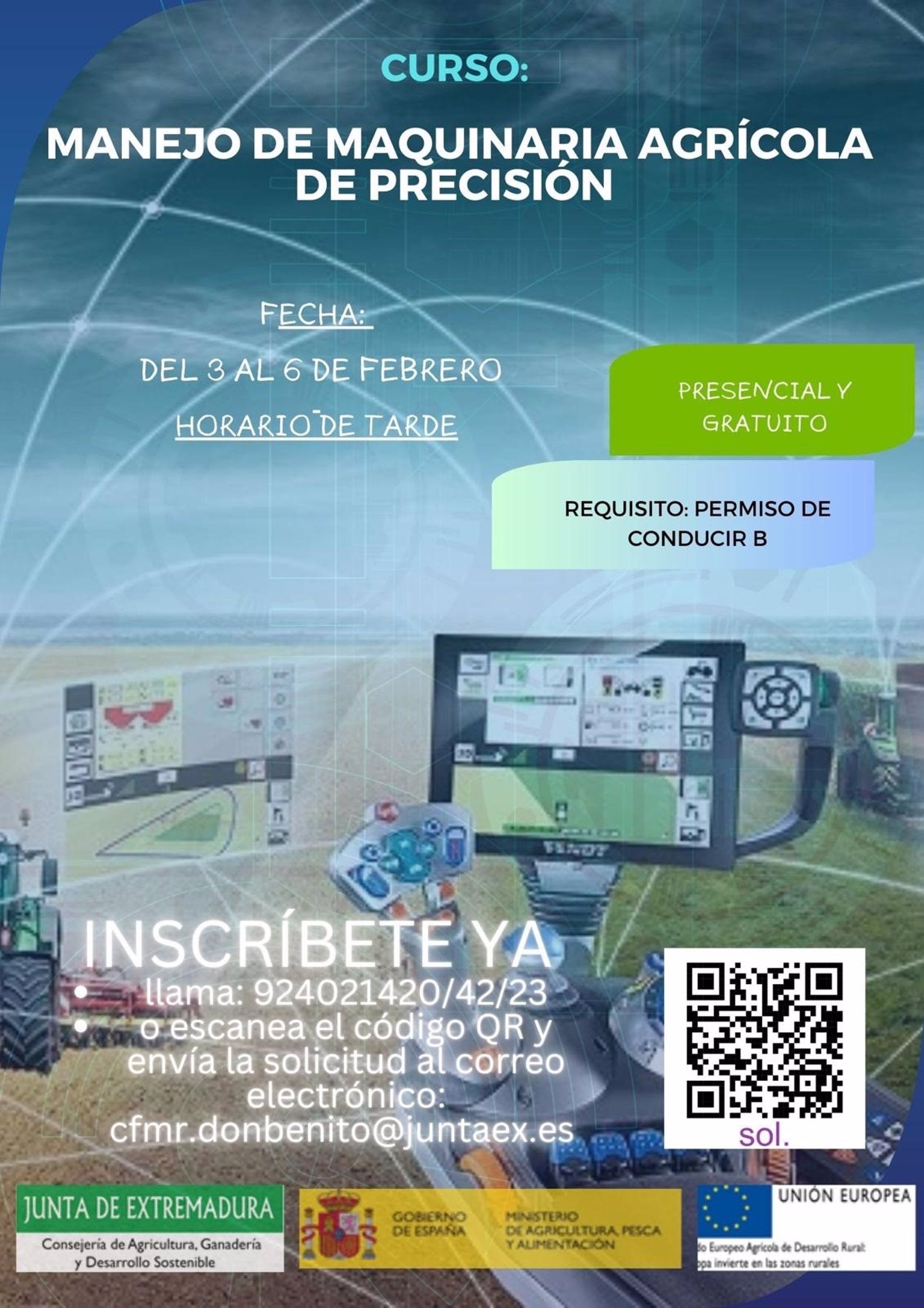 Un curso en Don Benito mejorará la cualificación profesional en el manejo de maquinaria agrícola de precisión Un curso en Don Benito mejorará la cualificación profesional en el manejo de maquinaria agrícola de precisión
