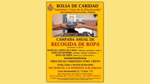 Bolsa de Caridad de la Hermandad del Sant&iacute;simo Cristo - Recogida de Ropa