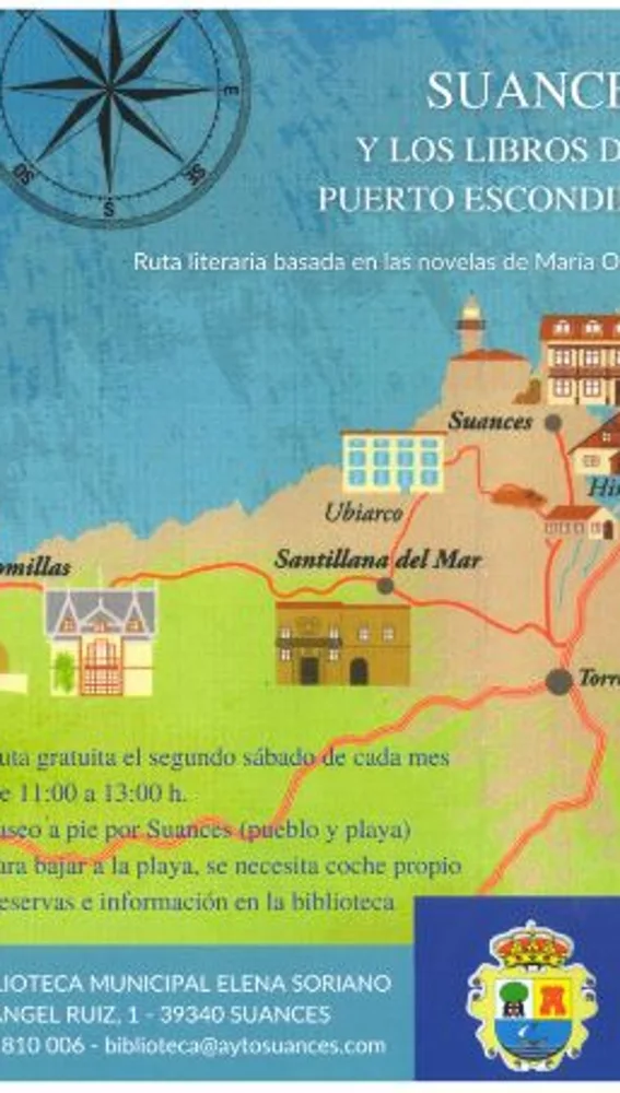 Cartel de la ruta 'Suances y los libros del Puerto Escondido' Cartel de la ruta 'Suances y los libros del Puerto Escondido'