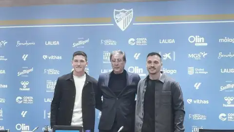 Carlos López, Loren Juarros y Alfonso Herrero, del Málaga CF Carlos López, Loren Juarros y Alfonso Herrero, del Málaga CF