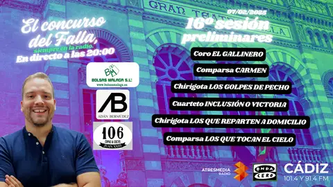 COAC 2025: quién actúa hoy 7 de febrero en la sesión de preliminares del Carnaval de Cádiz COAC 2025: quién actúa hoy 7 de febrero en la sesión de preliminares del Carnaval de Cádiz
