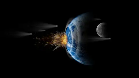 Recreación del impacto de un asteroide contra la Tierra Recreación del impacto de un asteroide contra la Tierra