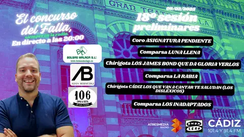 COAC 2025: quién actúa hoy 9 de febrero en la sesión de preliminares del Carnaval de Cádiz COAC 2025: quién actúa hoy 9 de febrero en la sesión de preliminares del Carnaval de Cádiz