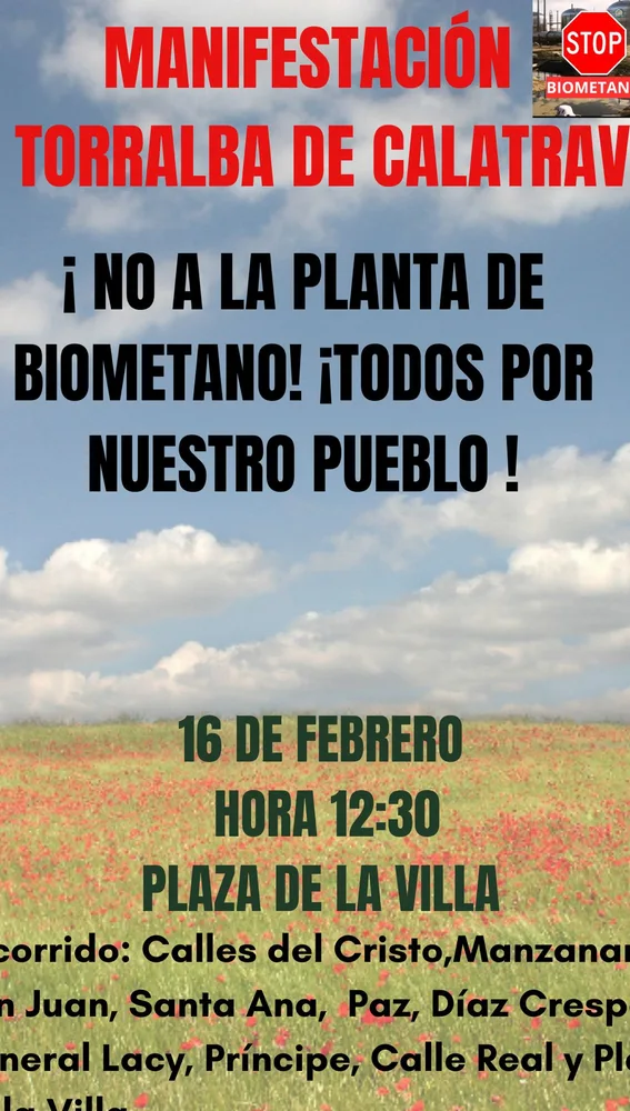 Manifestación en Torralba el día 16 contra la planta de biometano Manifestación en Torralba el día 16 contra la planta de biometano