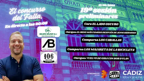 COAC 2025: quién canta hoy 10 de febrero en la sesión de preliminares del Carnaval de Cádiz COAC 2025: quién canta hoy 10 de febrero en la sesión de preliminares del Carnaval de Cádiz