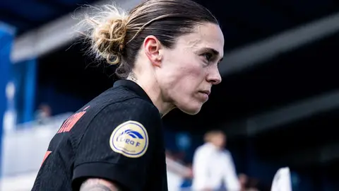 Mapi León durante el partido entre Barcelona y Espanyol Mapi León durante el partido entre Barcelona y Espanyol