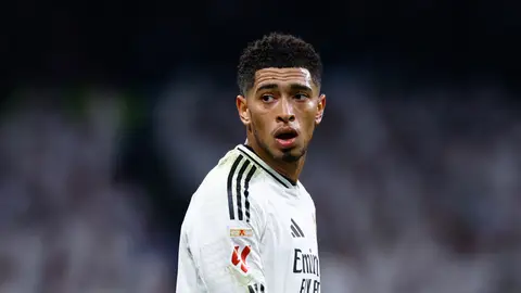 El jugador del Real Madrid, Jude Bellingham, durante el partido contra el Atlético de Madrid El jugador del Real Madrid, Jude Bellingham, durante el partido contra el Atlético de Madrid