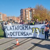 Cabecera de la última manifestación en defensa de Feve en León