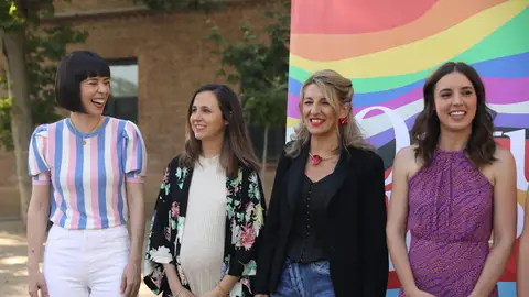 Diana Morant, Ione Belarra, Yolanda Díaz e Irene Montero en un acto por el Día Internacional del Orgullo LGTBI el 27 de junio de 2022. Diana Morant, Ione Belarra, Yolanda Díaz e Irene Montero en un acto por el Día Internacional del Orgullo LGTBI el 27 de junio de 2022.