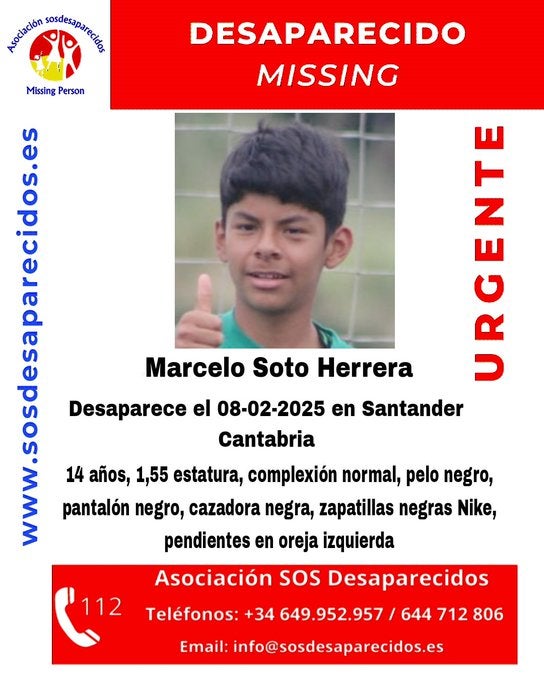 Buscan a un menor de 14 años desaparecido desde hace cuatro días en Santander Buscan a un menor de 14 años desaparecido desde hace cuatro días en Santander
