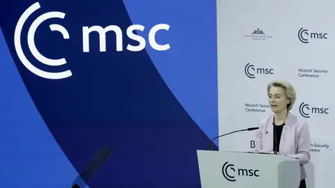 European Commission President Ursula von der Leyen speaks during the 61st Munich Security Conference (MSC) European Commission President Ursula von der Leyen speaks during the 61st Munich Security Conference (MSC)