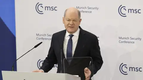 El canciller alemán, Olaf Scholz, habla durante la 61ª Conferencia de Seguridad de Múnich El canciller alemán, Olaf Scholz, habla durante la 61ª Conferencia de Seguridad de Múnich