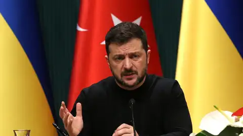 Volodimir Zelensky durante una conferencia en Turquía Volodimir Zelensky durante una conferencia en Turquía