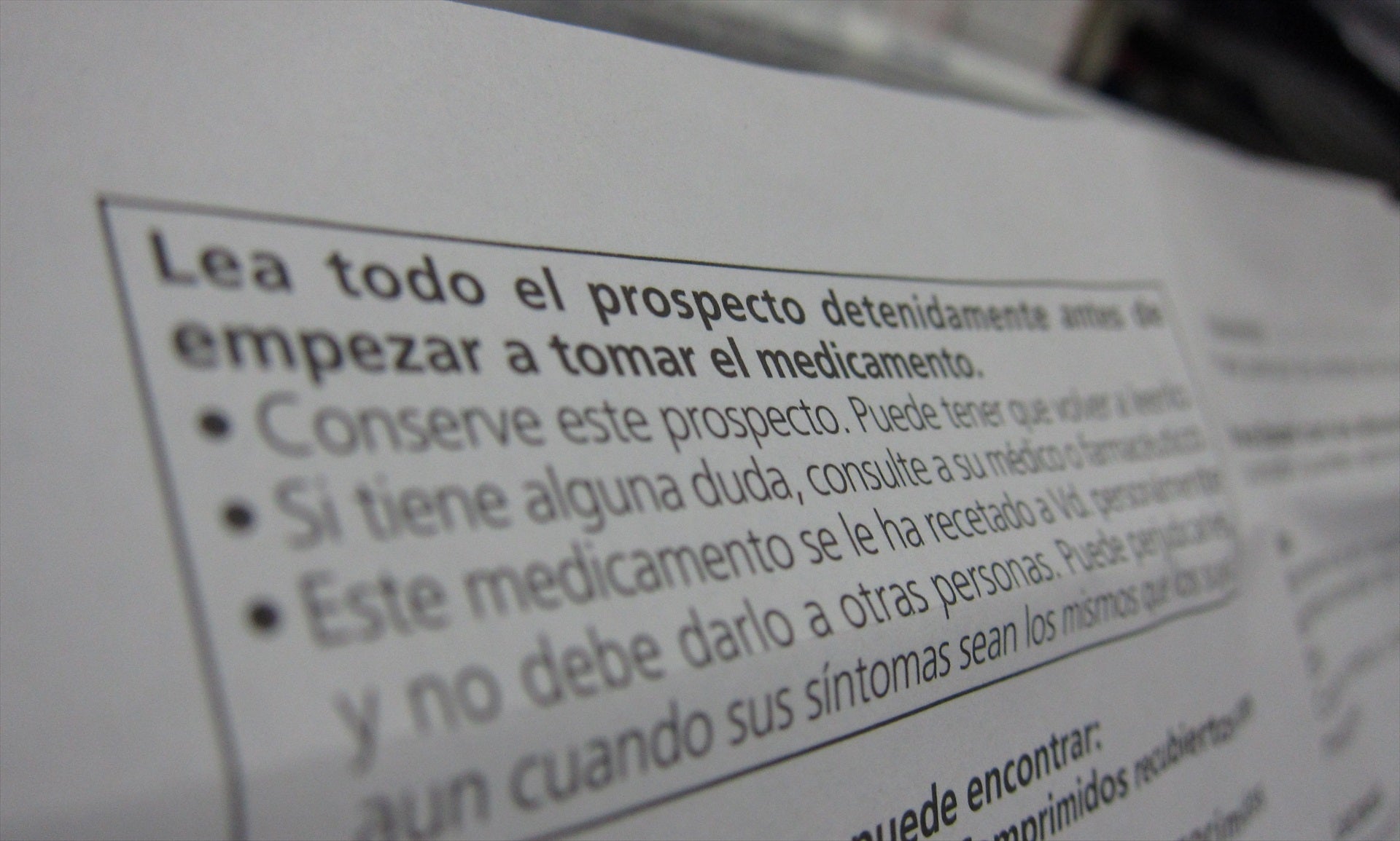 "Un prospecto en papel es algo clave en la seguridad de la administración de un medicamento" "Un prospecto en papel es algo clave en la seguridad de la administración de un medicamento"