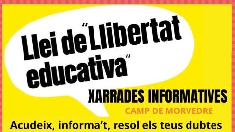 Cartel de las charlas informativas sobre la consulta lingüística de Escola Valenciana en El Camp de Morvedre Cartel de las charlas informativas sobre la consulta lingüística de Escola Valenciana en El Camp de Morvedre