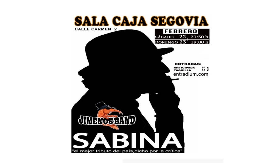 Jimenos Band, el mejor tributo de Joaquín Sabina, llega a Segovia este fin de semana Jimenos Band, el mejor tributo de Joaquín Sabina, llega a Segovia este fin de semana