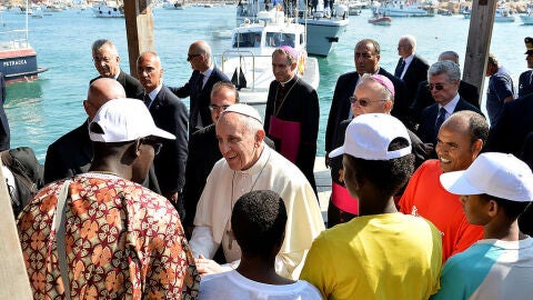 El papa Francisco, en su visita a la isla de Lampedusa.