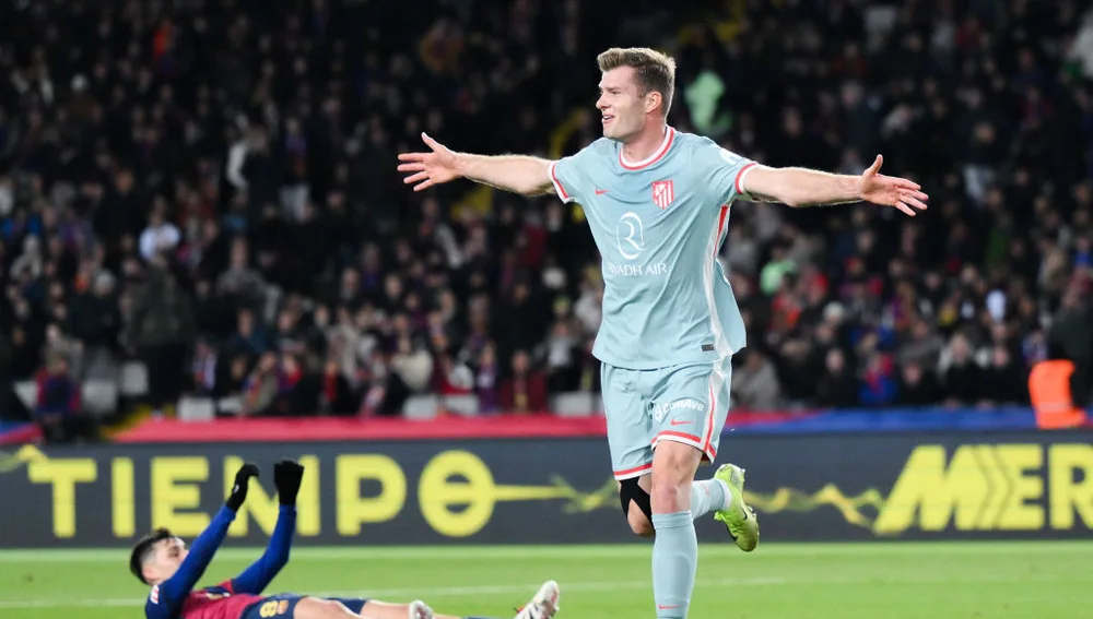 Sorloth celebra el gol de la victoria en el Barcelona - Atlético de Madrid Sorloth celebra el gol de la victoria en el Barcelona - Atlético de Madrid